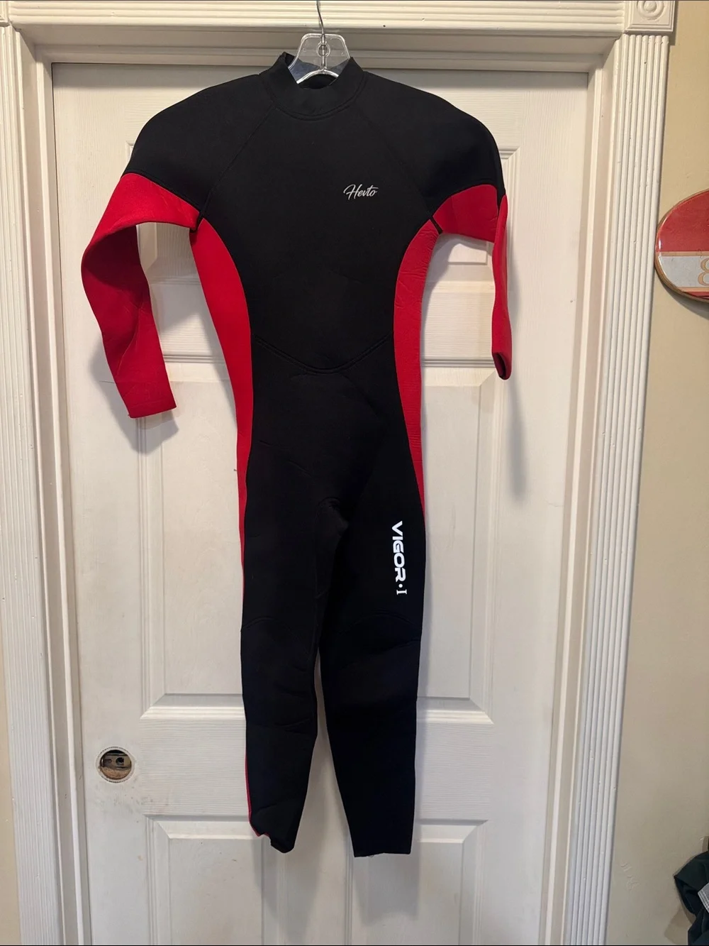 Hevto Kids Black and Red Full-Body Swim Wetsuit